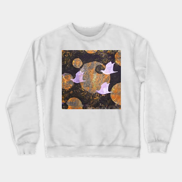 Three Cosmic Birds Digitally Altered Version of Original Work 5 Crewneck Sweatshirt by Heatherian